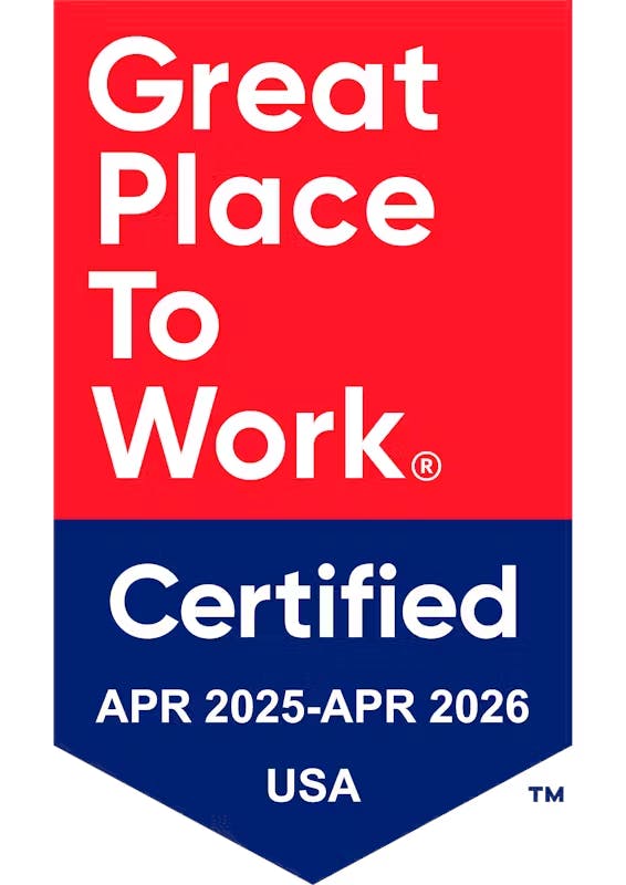 Great Place to Work Certified Logo April 2025 to April 2026