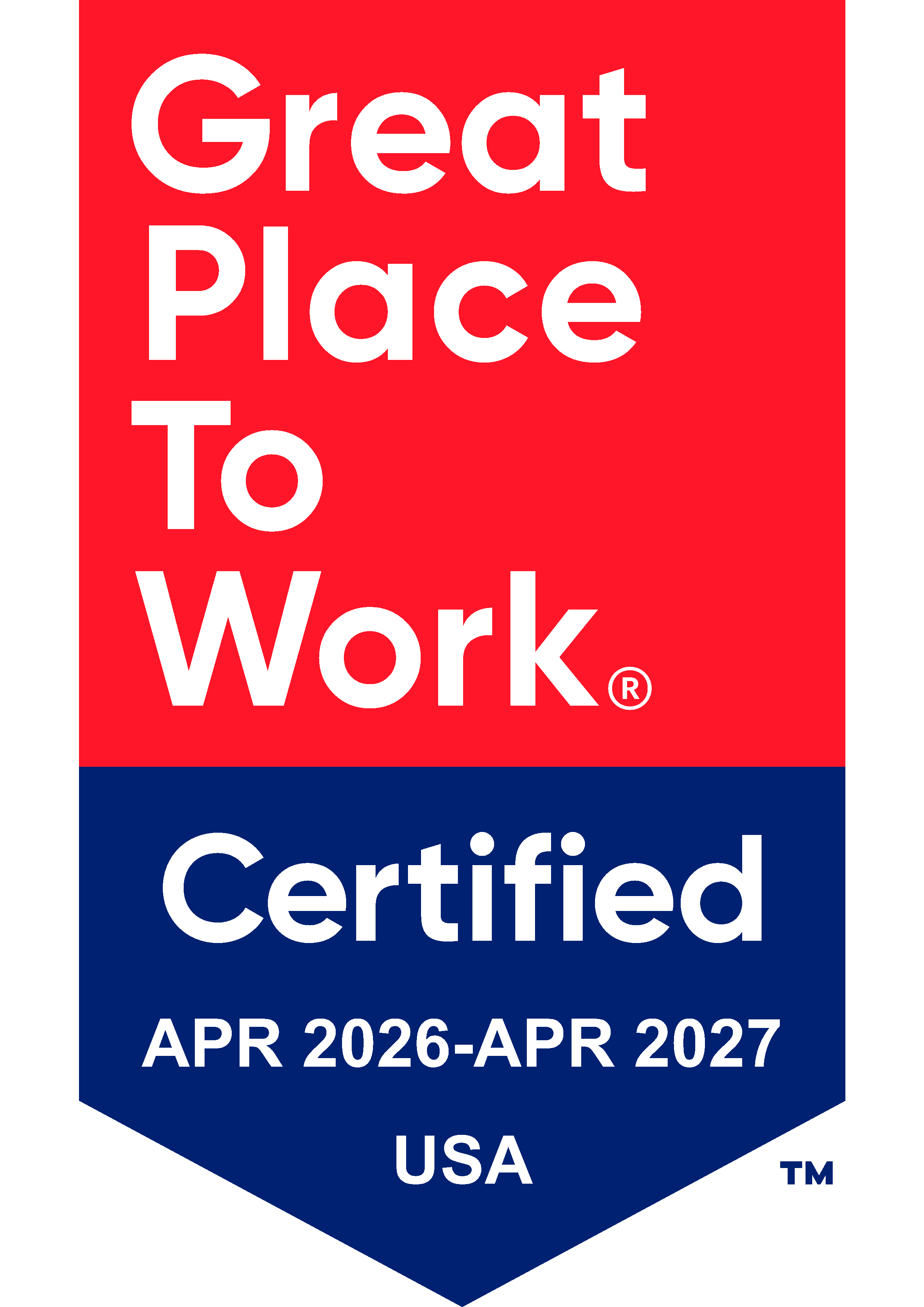 Great Place to Work Certified Logo April 2026 to April 2027