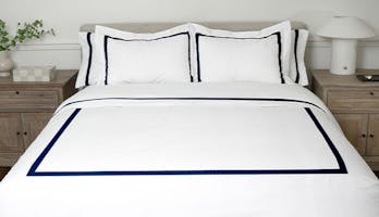 The Banded Percale Duvet Cover Set