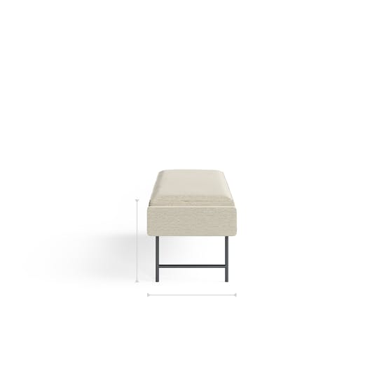 Arno Cushioned Bench front dimensions