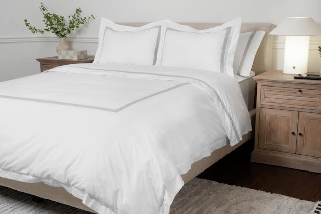 Banded Percale Duvet Cover Set