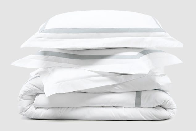 Banded Percale Duvet Cover Set silo