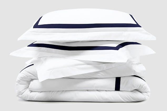 Banded Percale Duvet Cover Set silo