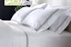 Banded Percale Sheet Set lifestyle close up