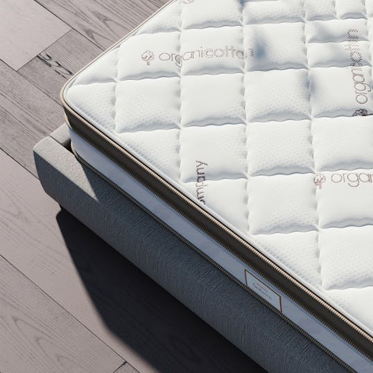 An overhead view of one corner of the Solaire mattress