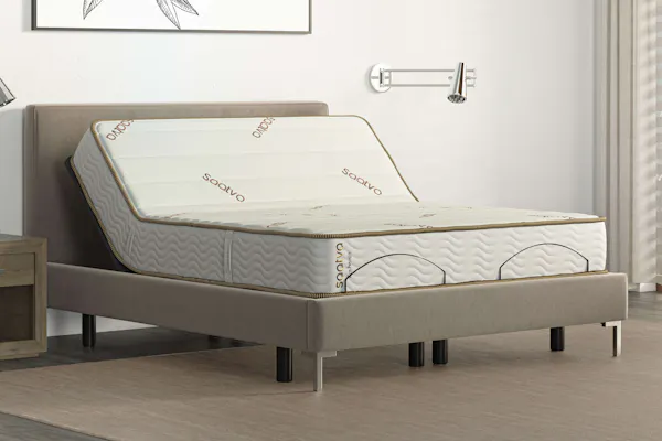 organic latex mattress in a calm bedroom
